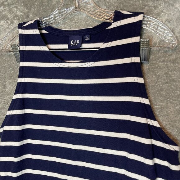 GAP Women Nautical Preppy Striped Soft Jersey Cotton Swing Mini Dress L Tall - Picture 3 of 12